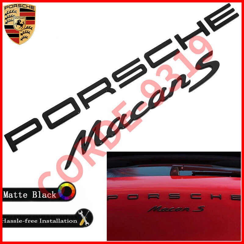 Genuine Matte Black PORSCHE Macan S Letters Rear Badge Emblem Deck Lid Nameplate