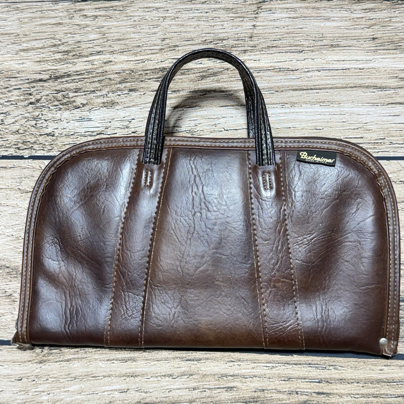 Vintage Bucheimer Leather Pistol Case Made in USA 34 050 Handgun Bag Gun Rug Zip