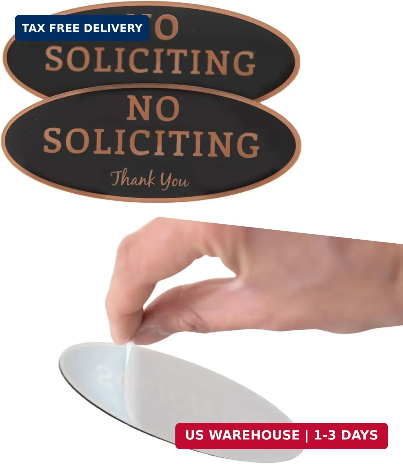 Share 2 Pack No Soliciting Sign for House, Strong Self-Adhesive Acrylic No Solic