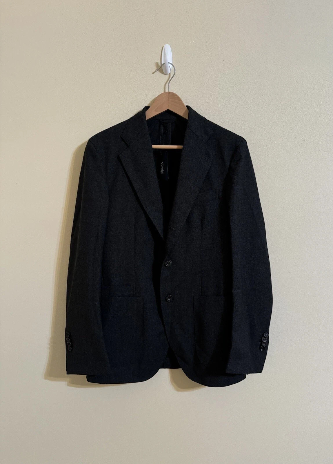 Drake’s London New Tropical Merino Wool Tailored Jacket Blazer Charcoal Grey 44 Drake’s London New Tropical Merino Wool Tailored Jacket Blazer Charcoal Grey 44