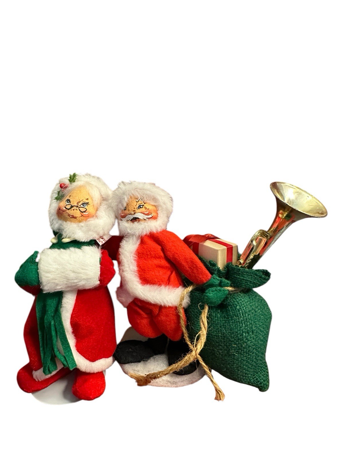 VTG 1963 Annalee Mr Mrs Santa Bendable Dolls Christmas Decor Set