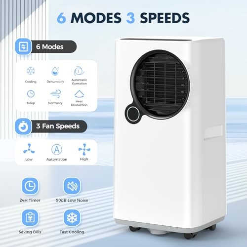 WHITE - QXPZTK PORTABLE AIR CONDITIONERS, 16000 BTU 6-IN-1 COOLING, DEHUMIDIFIER