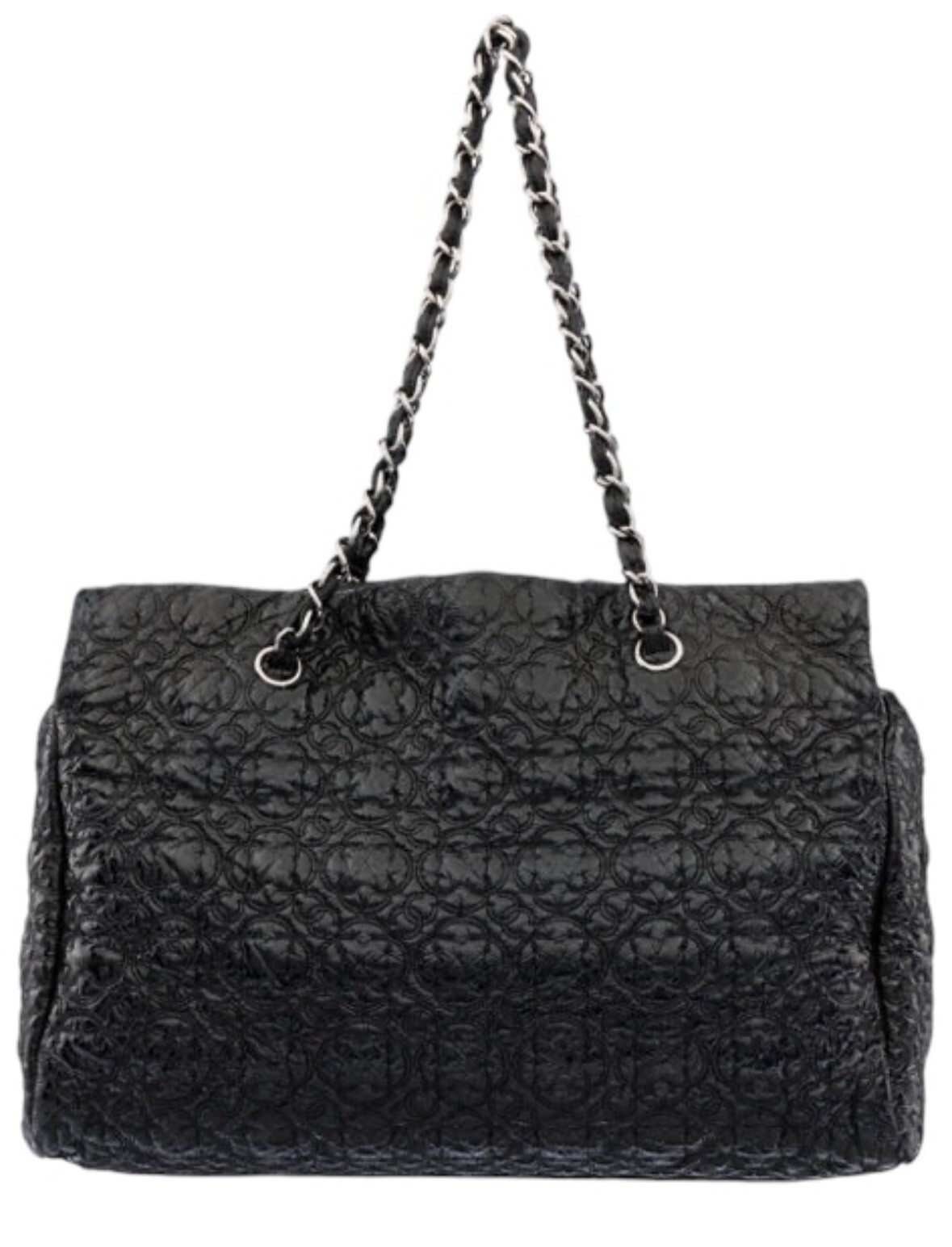 Chanel Black Quilted Patent Leather Rock in Moscow Medium Tote Bag