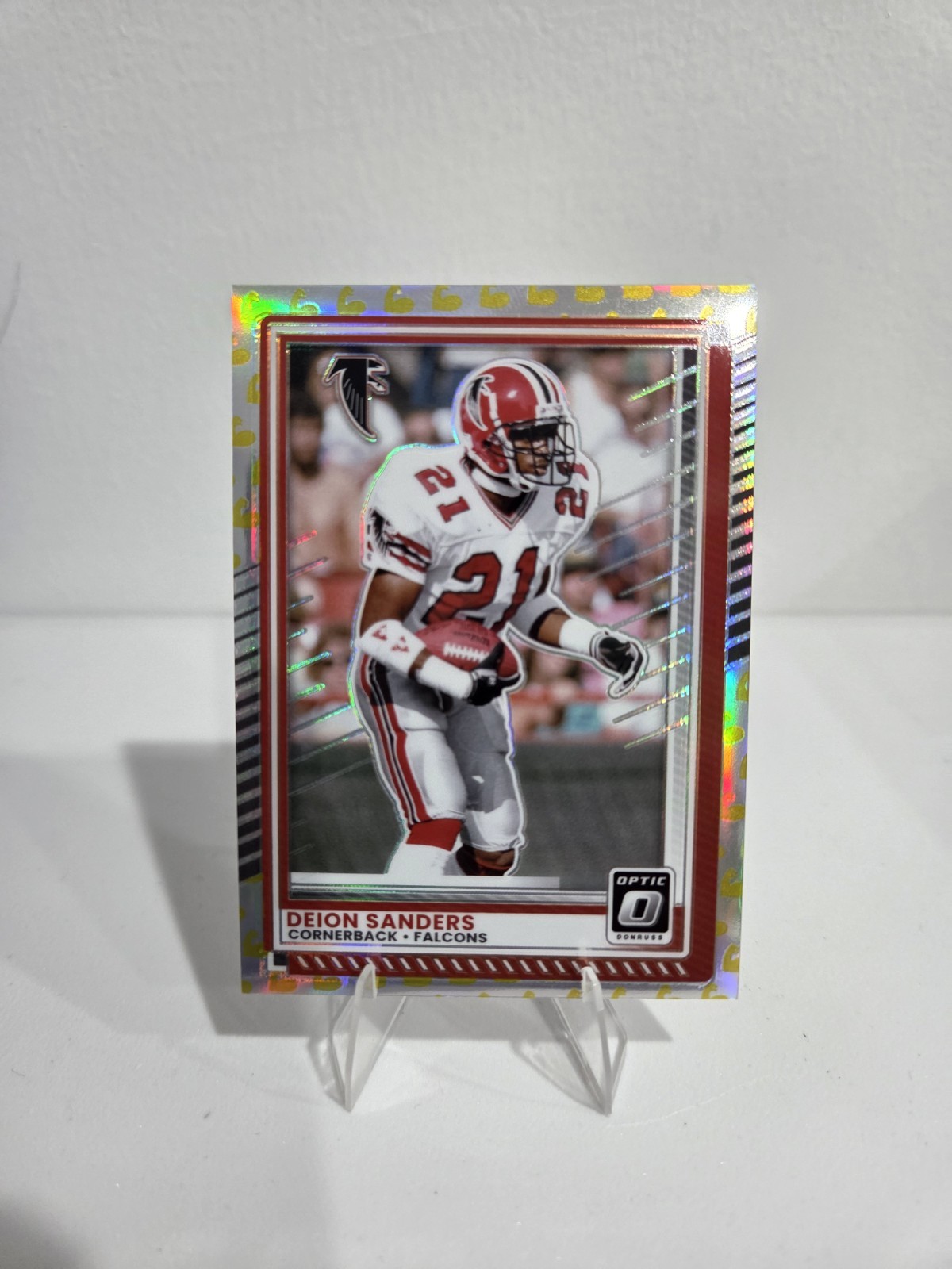 2025 Panini Donruss Optic Football #16 Deion Sanders, Flex Prizm /199 - Falcons