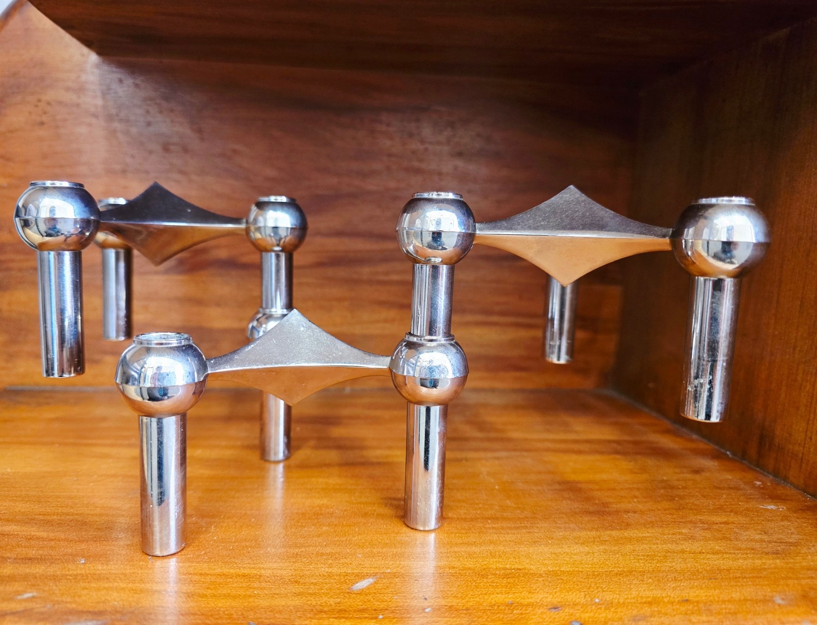 Stoff Fritz Nagel Modular Chrome Candle Holder MCM Vintage Art