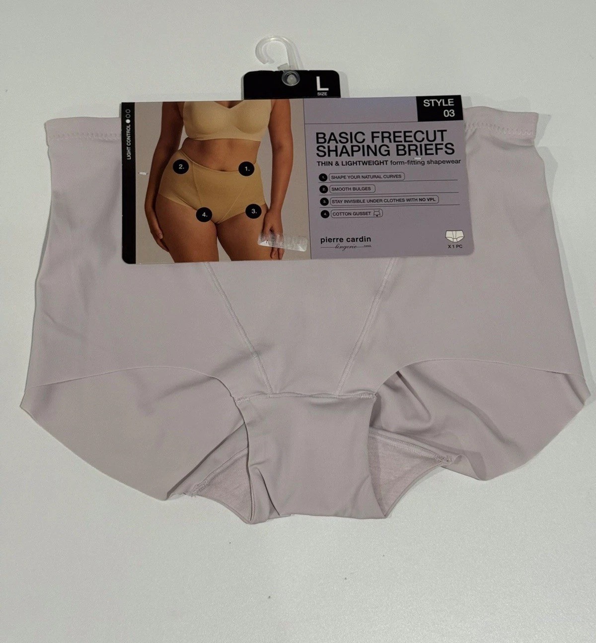 Pierre Cardin Women’s Basic Freecut Shaping Briefs Light Blush Pink Size L - NWT