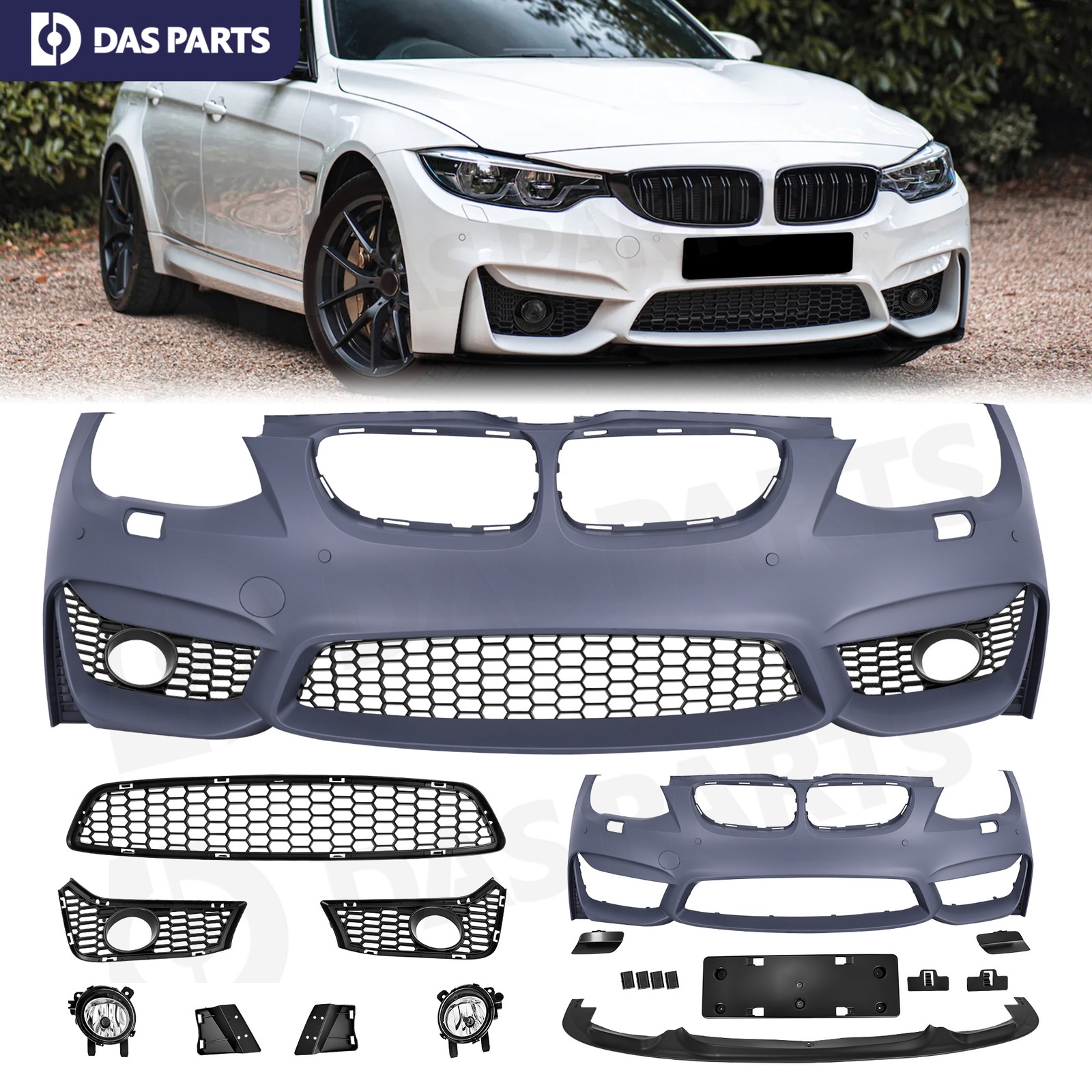 Front Bumper Grille Kit For 2009-2011 BMW E90 E91 3 Series w/PDC F80 M3 M4 Style