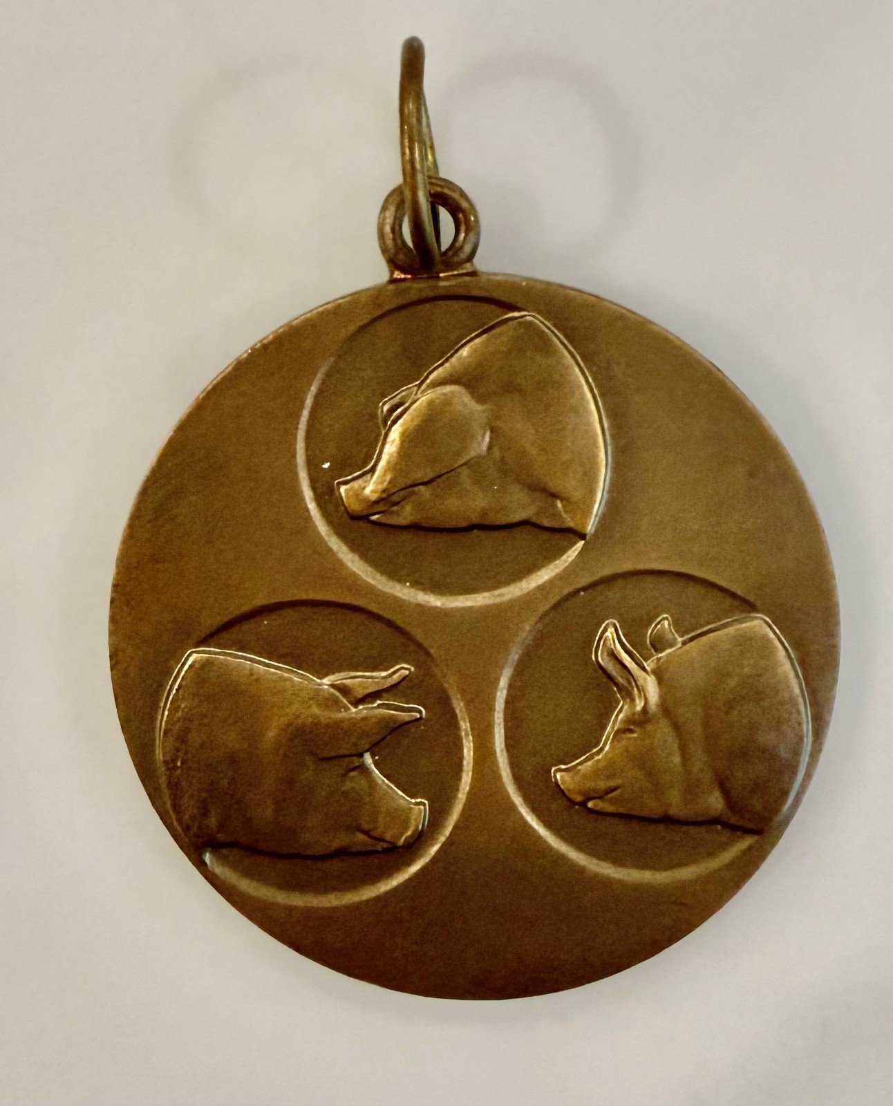 Vintage Bronze Pig Medal