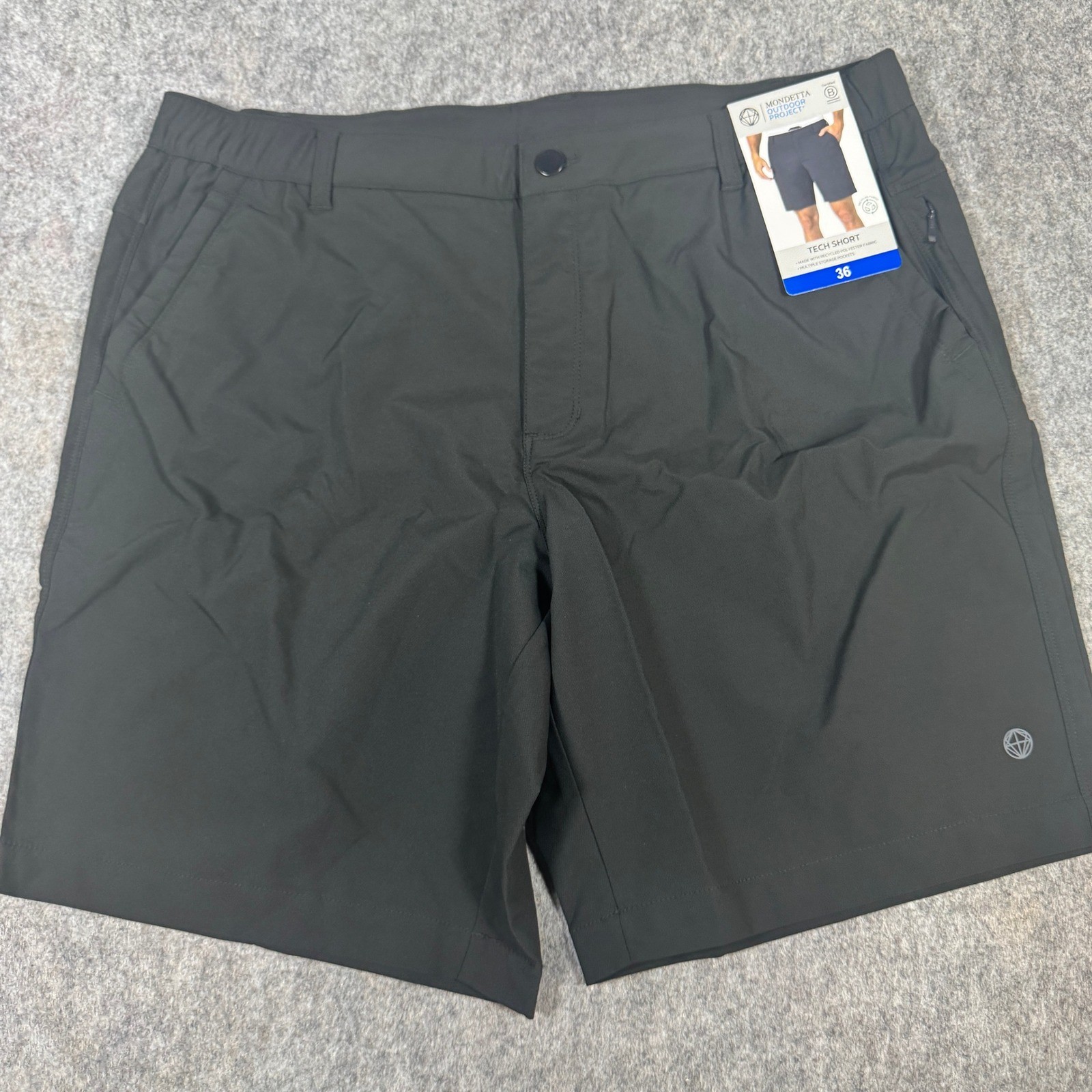 Mondetta Outdoor Project Mens Black Tech Shorts 36 NWT Hiking Trail Active