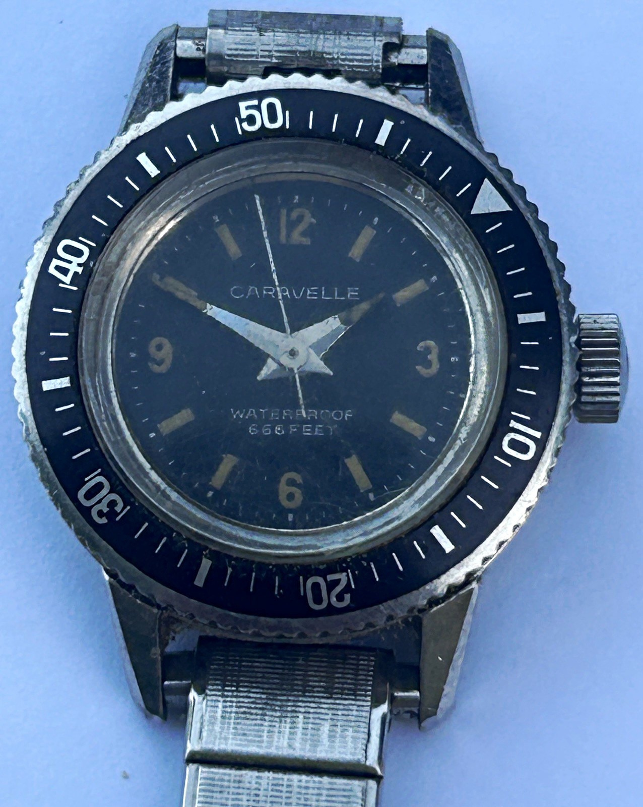 Vintage 1967 Caravelle Sea Hunter Devil Diver 666 Ft Explorer Dial Watch M7 RUNS
