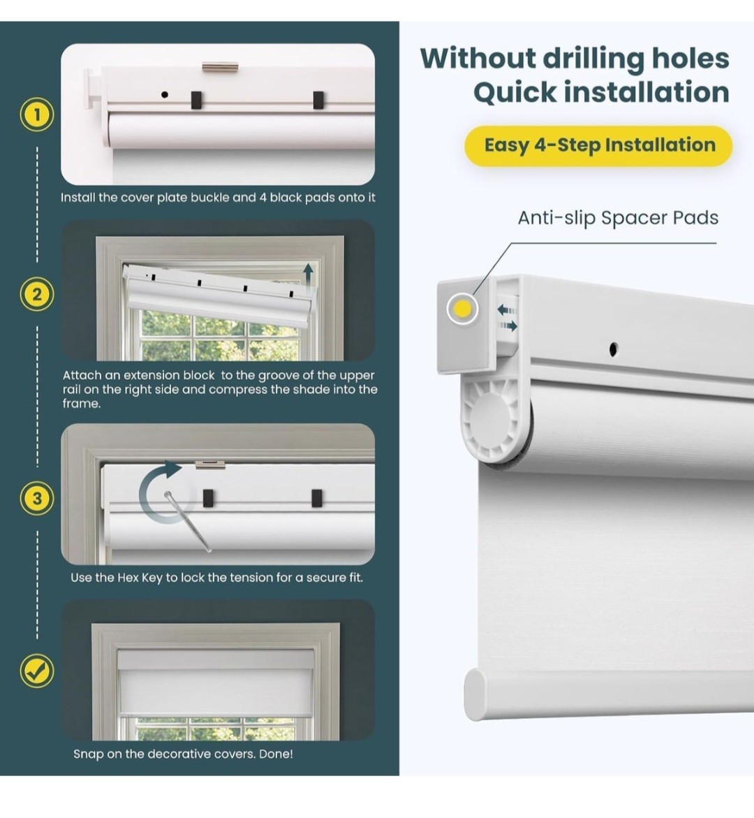 NoDrill Motorized Blackout Blinds w/Remote  30.5\