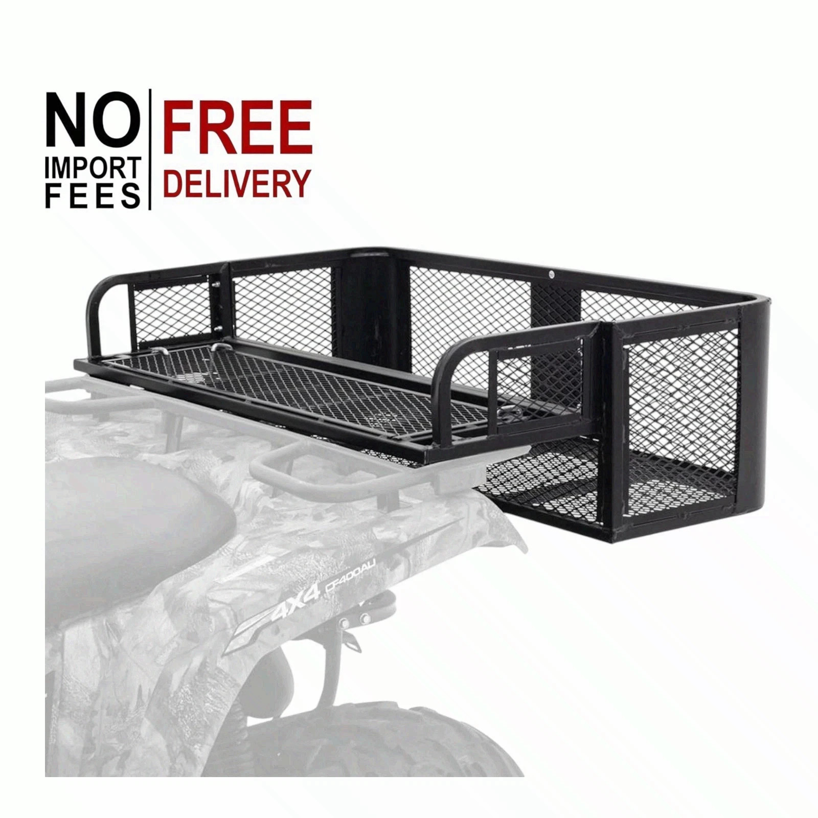 Titan Ramps Universal ATV UTV Rear Drop Cargo Basket Rack 150 lbs Steel Luggage Titan Ramps Universal ATV UTV Rear Drop Cargo Basket Rack 150 lbs Steel Luggage