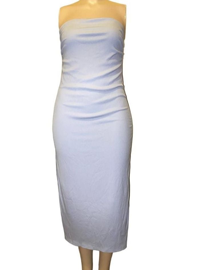 House of Harlow 1960 Ribbed Light Blue tube dress