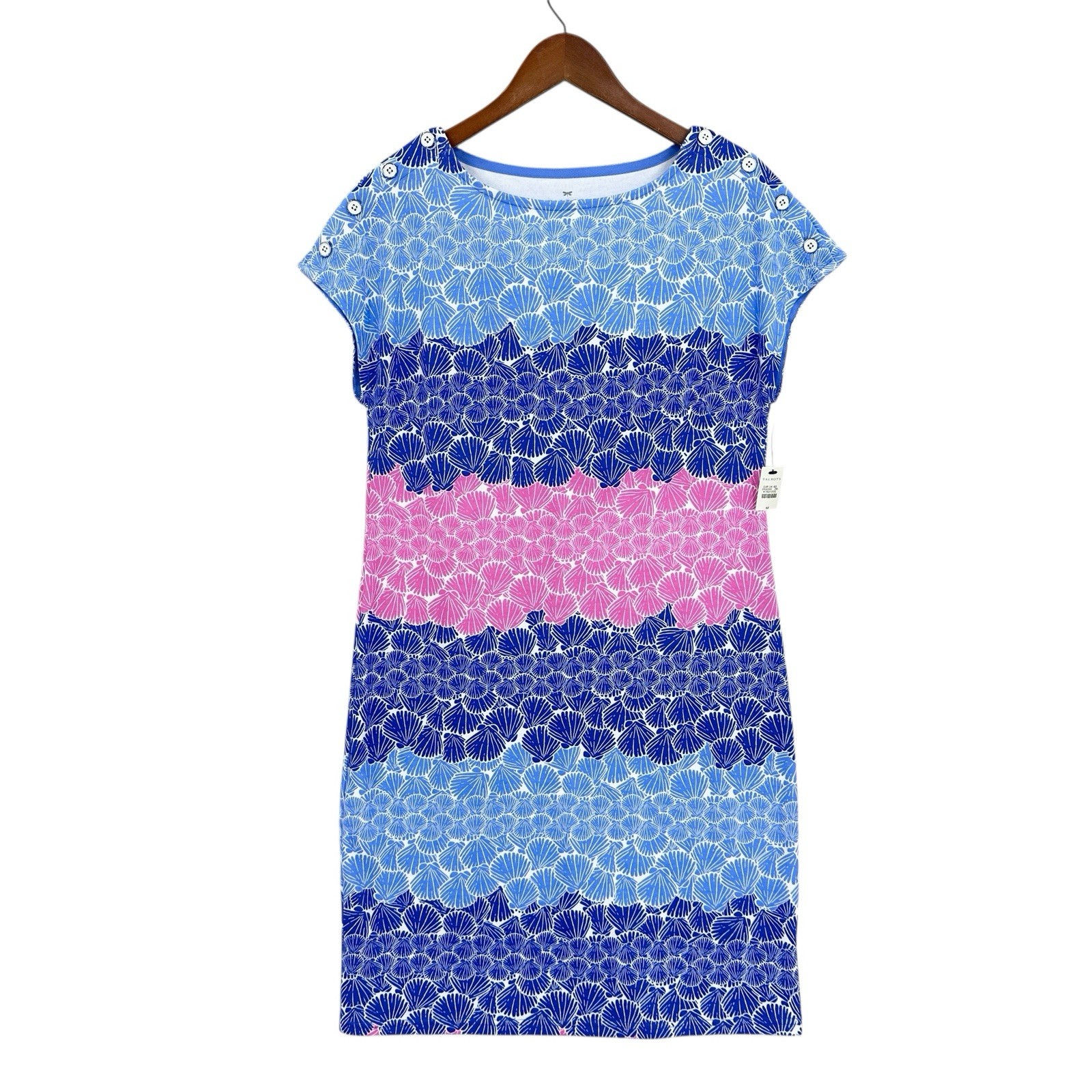 New TALBOTS Dress Seashell Blue Pink Color Block Beach Medium W895 New TALBOTS Dress Seashell Blue Pink Color Block Beach Medium W895