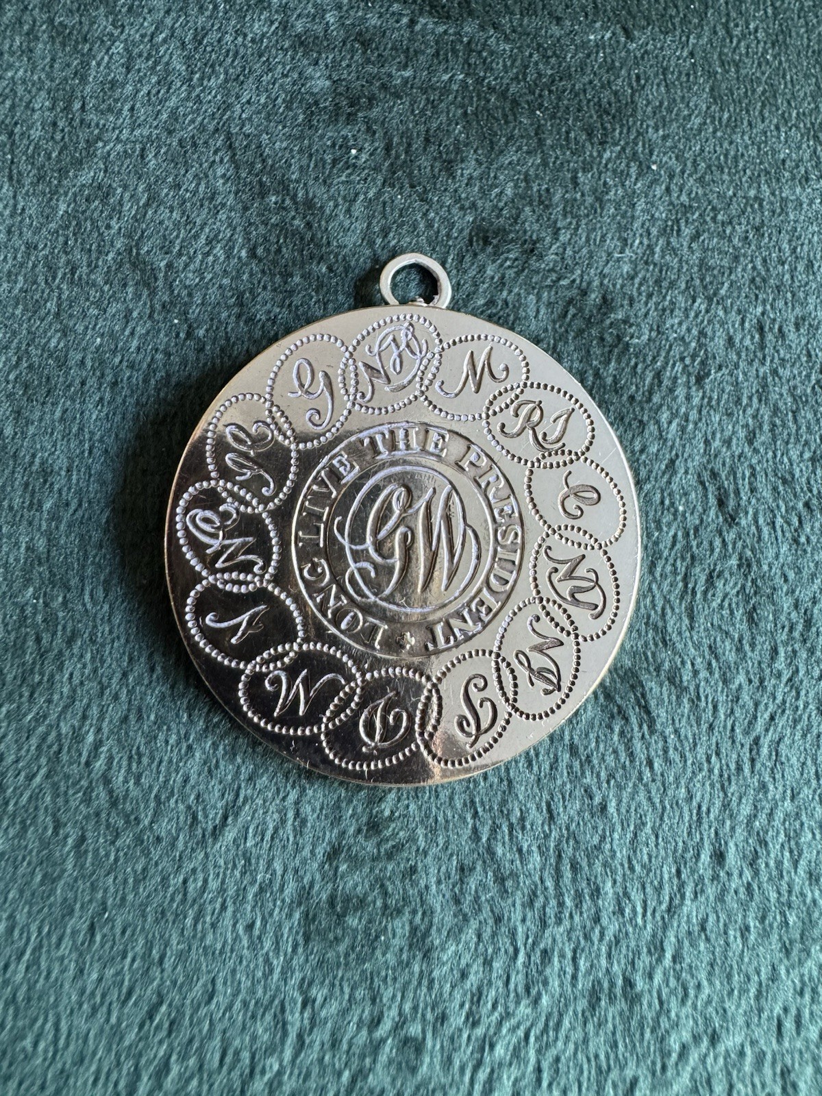 Stieff Sterling Silver Smithsonian George Washington Inaugural Necklace Pendant