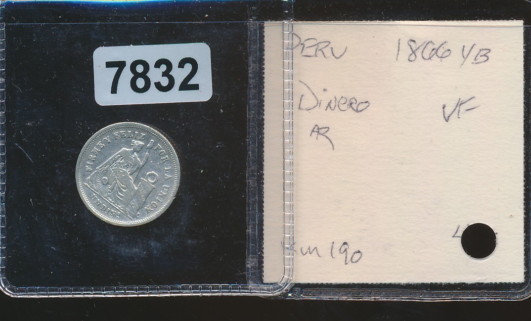 PERU -1866 YB - SILVER DINERO - #7832 PERU -1866 YB - SILVER DINERO - #7832