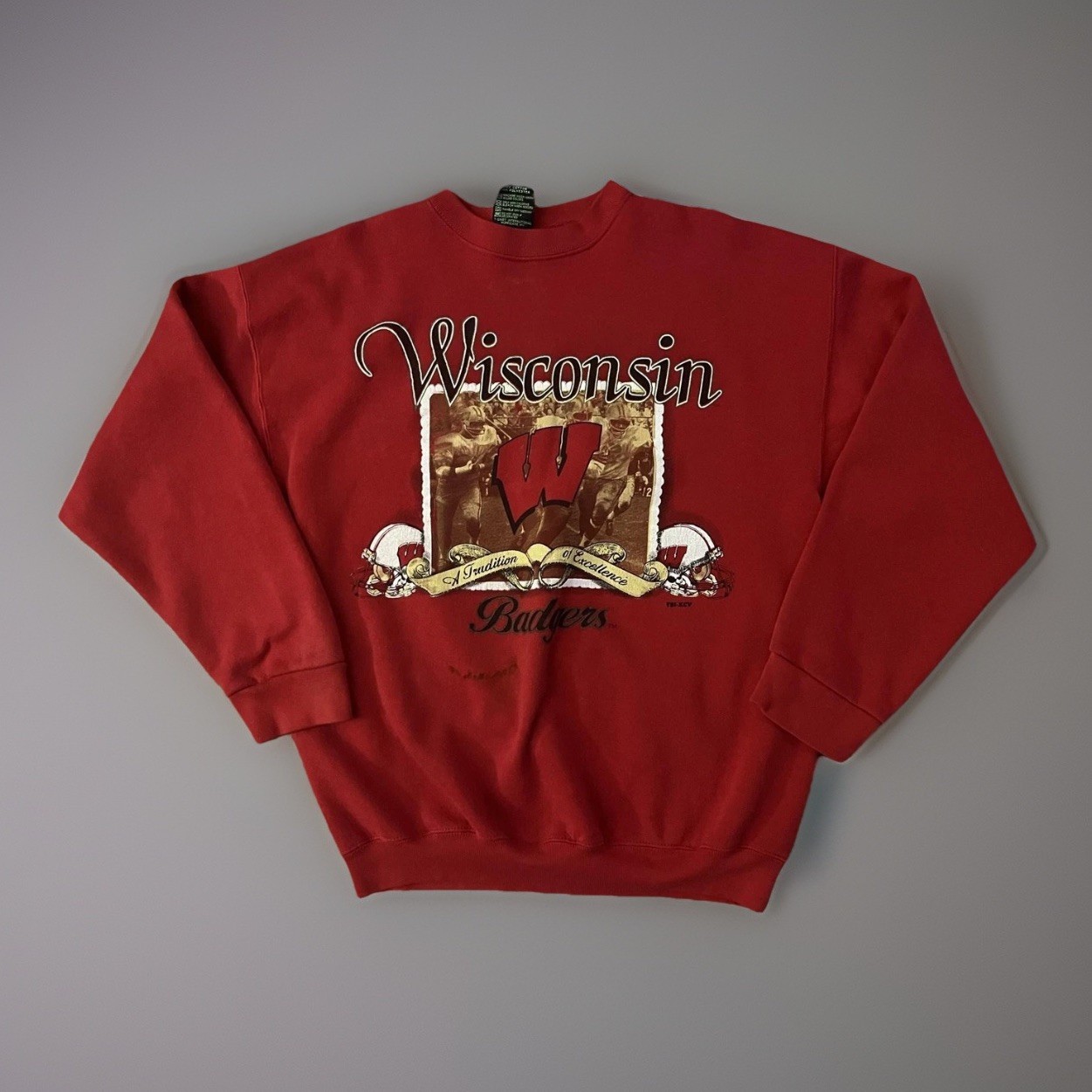 Vintage Wisconsin Badgers Sweatshirt Mens Large Red NCAA Football TSI 90s