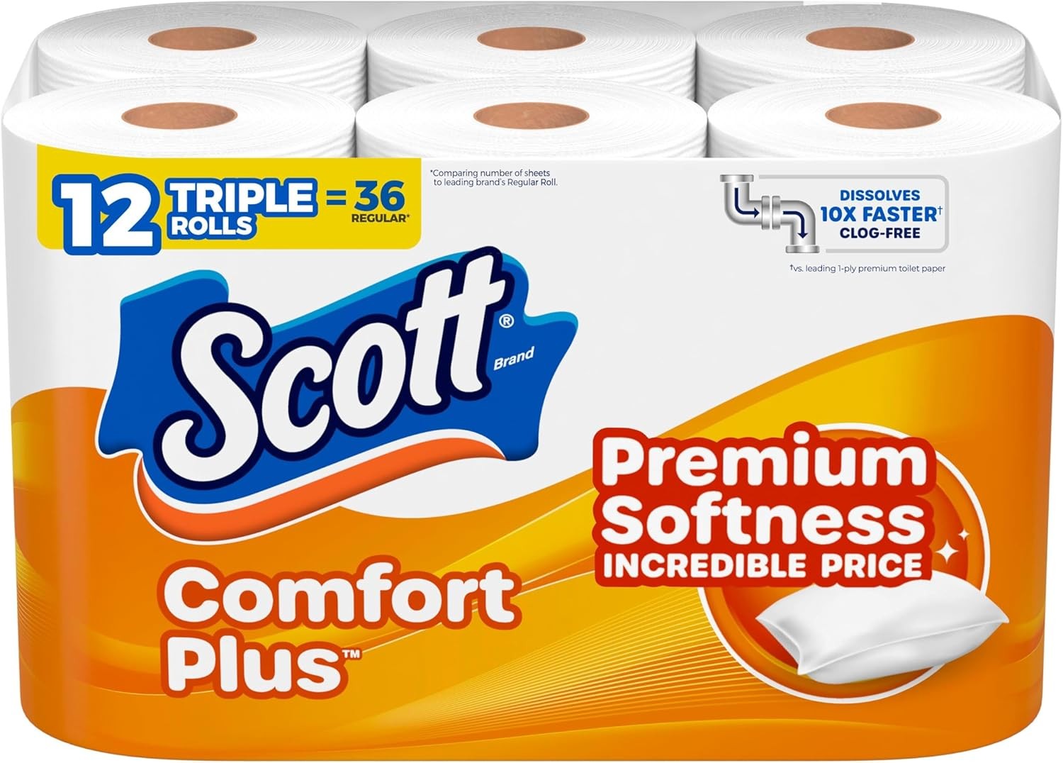 Scott ComfortPlus Toilet Paper, 12 Triple 231 sheets (Pack of 12), White Scott ComfortPlus Toilet Paper, 12 Triple 231 sheets (Pack of 12), White