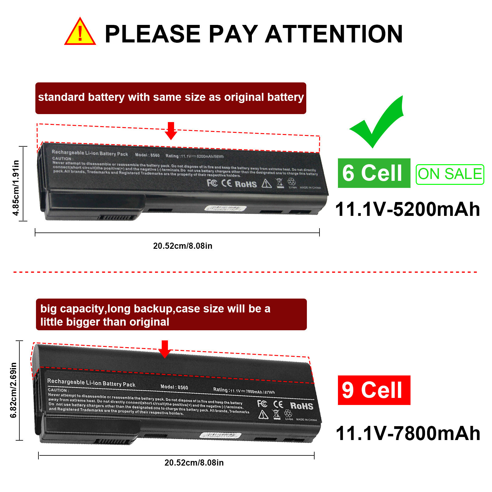 LOT CC06 Battery For HP ProBook 6360b 6460b 6465b 6470b 6475b 6560b 6565b 6570b 