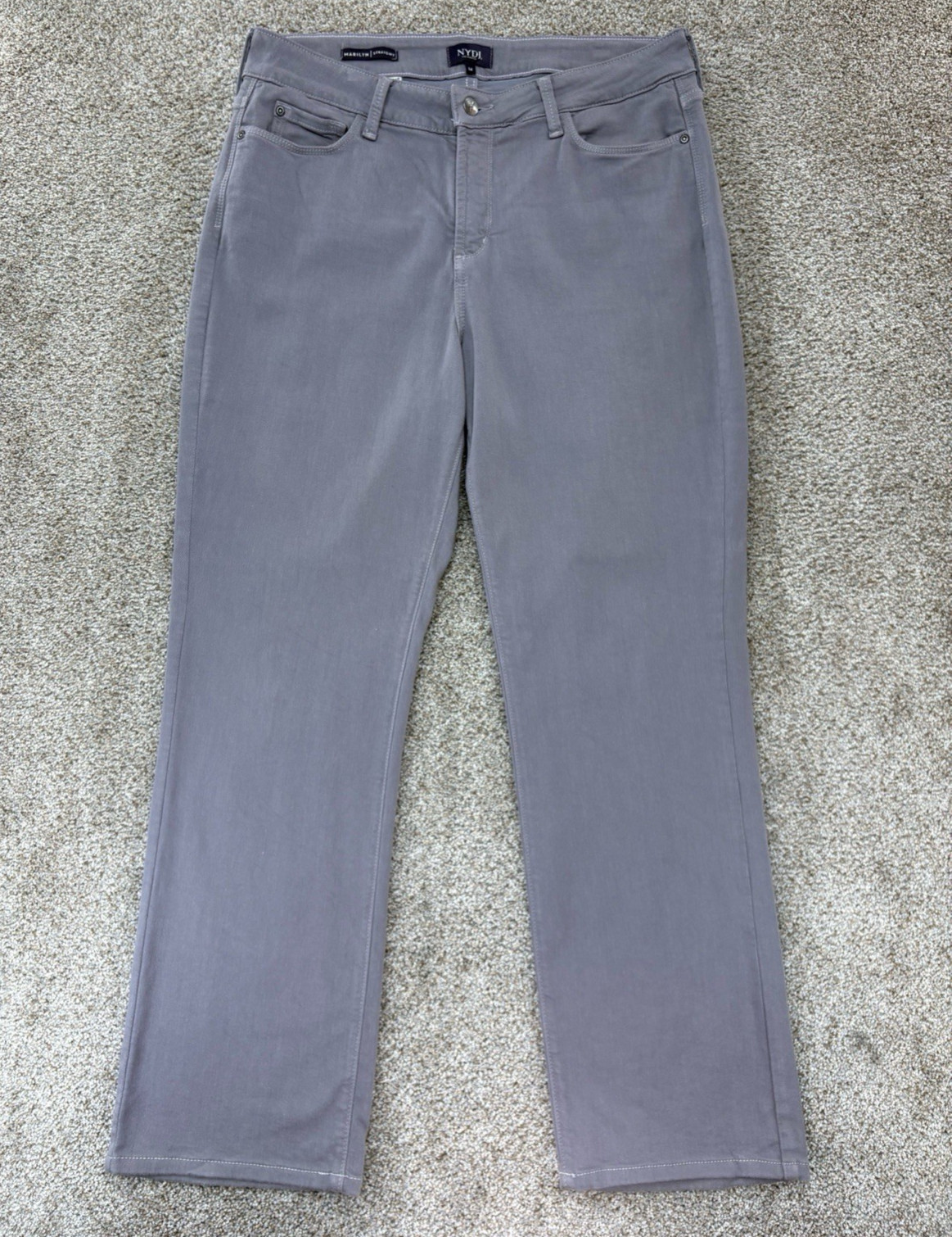 NYDJ Marilyn Straight Jeans Womens Size 14 Gray High Rise Stretch Cotton Viscose