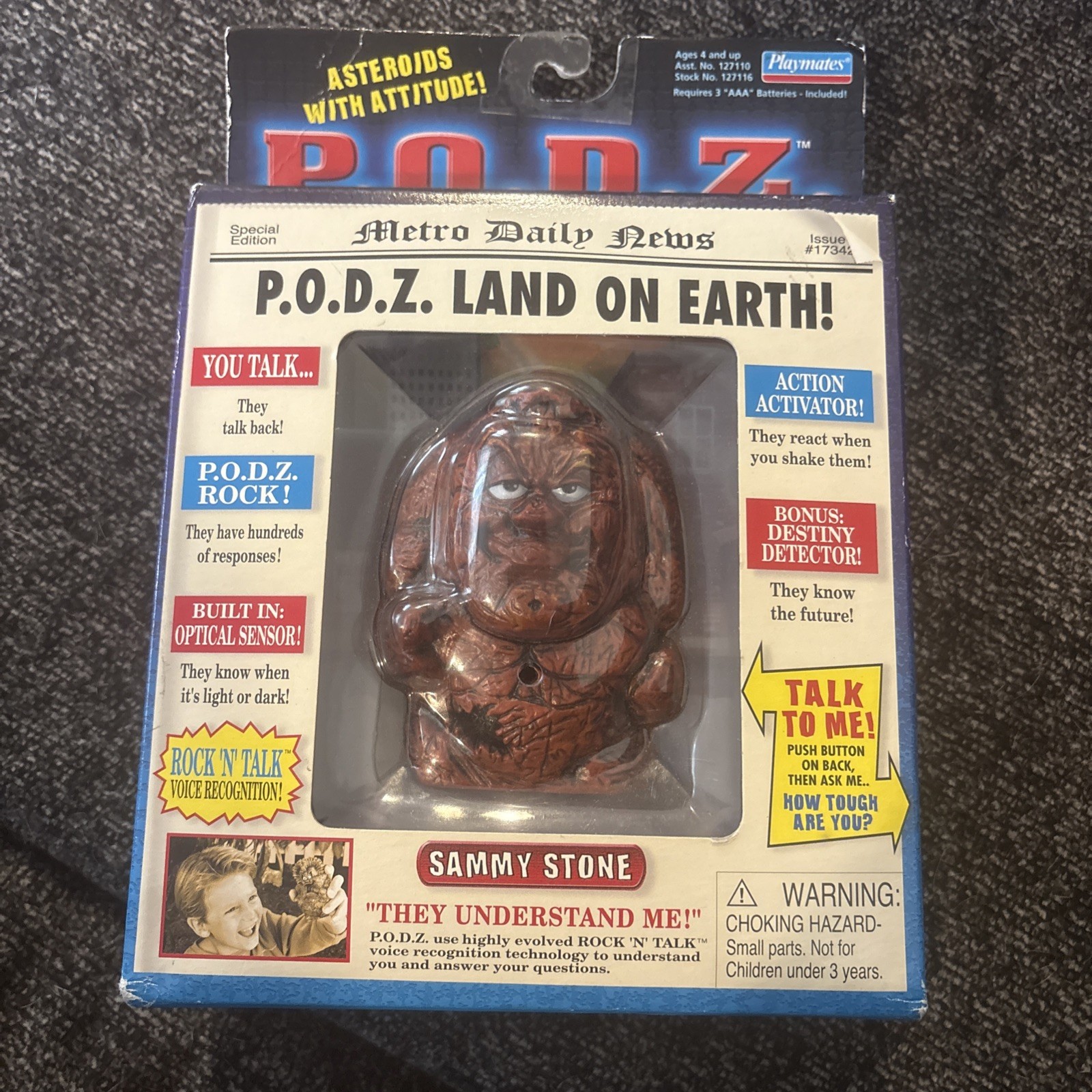 Vintage 2002 P.O.D.Z. Sammy Stone Figure by Playmates - Talking Interactive Toy