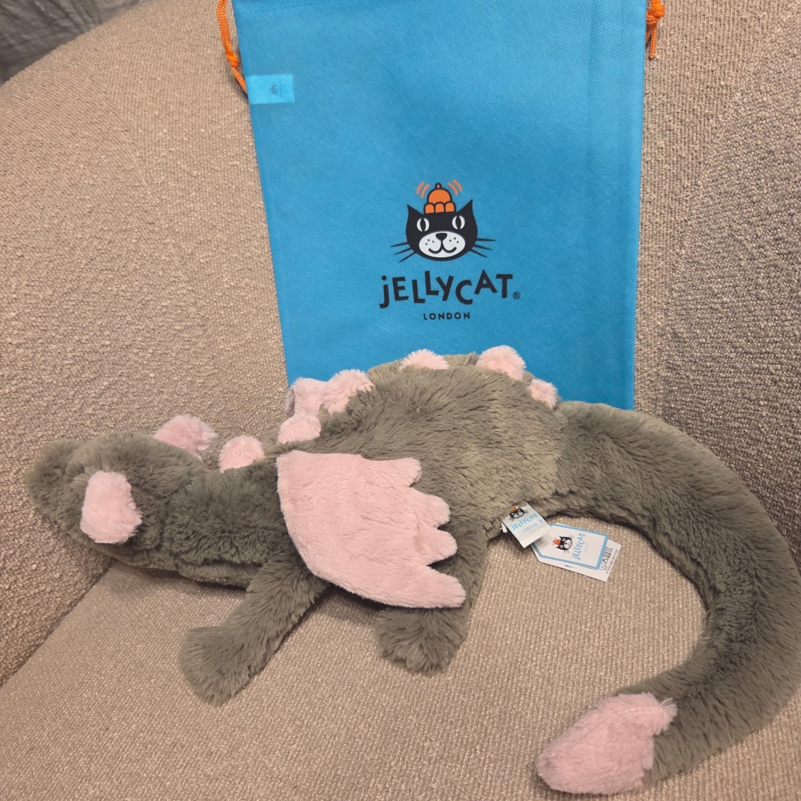Jellycat Malachy Dragon Large 20 Inch Plush Stuffed Animal Toy RARE