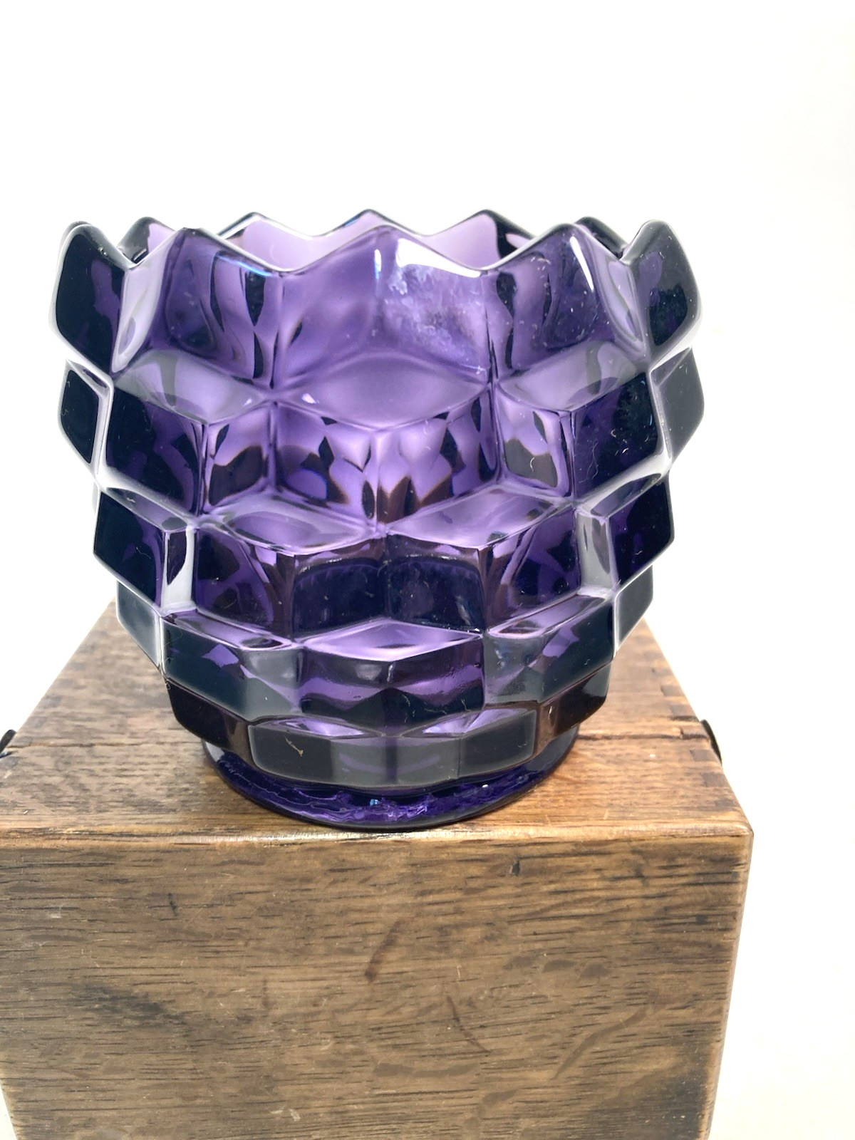 Fostoria American compote or bud vase, Purple, irradiated