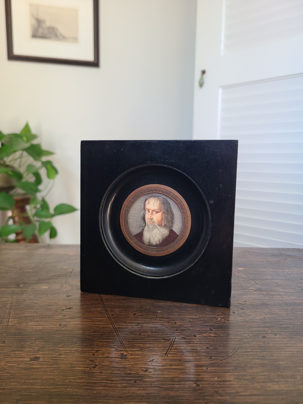Antique Miniature Painting Portrait Hieronymus Holzschuher After Albrecht Durer