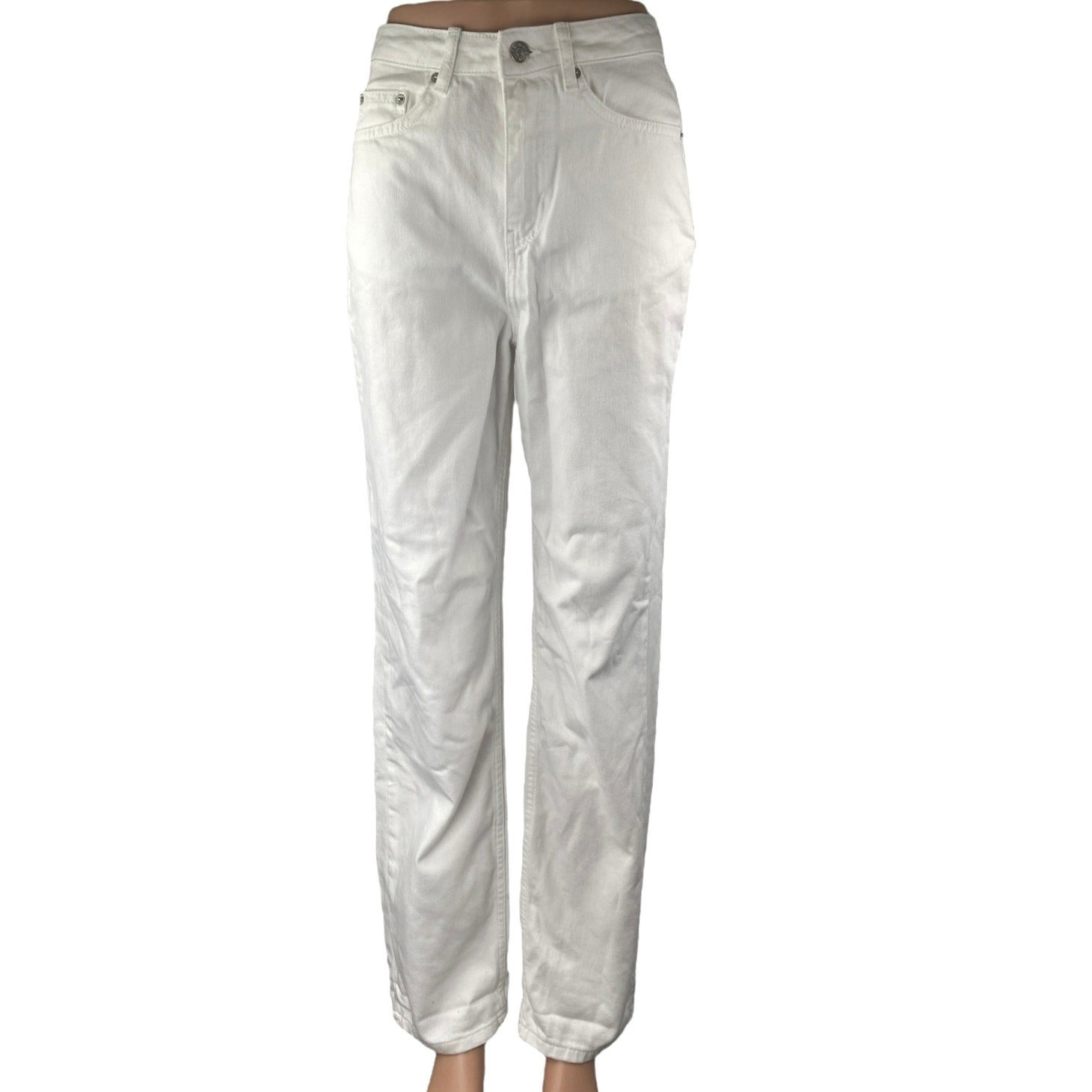 NA-KD Women\'s White High Waisted Relaxed Fit Straight Leg Denim Jeans Size 32