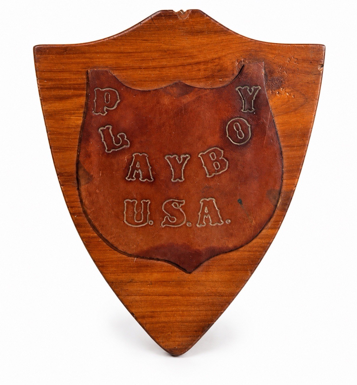 Playboy Wood Wall Plaque Shield Vertical “Caught Live at the Playboy Club” 1970s