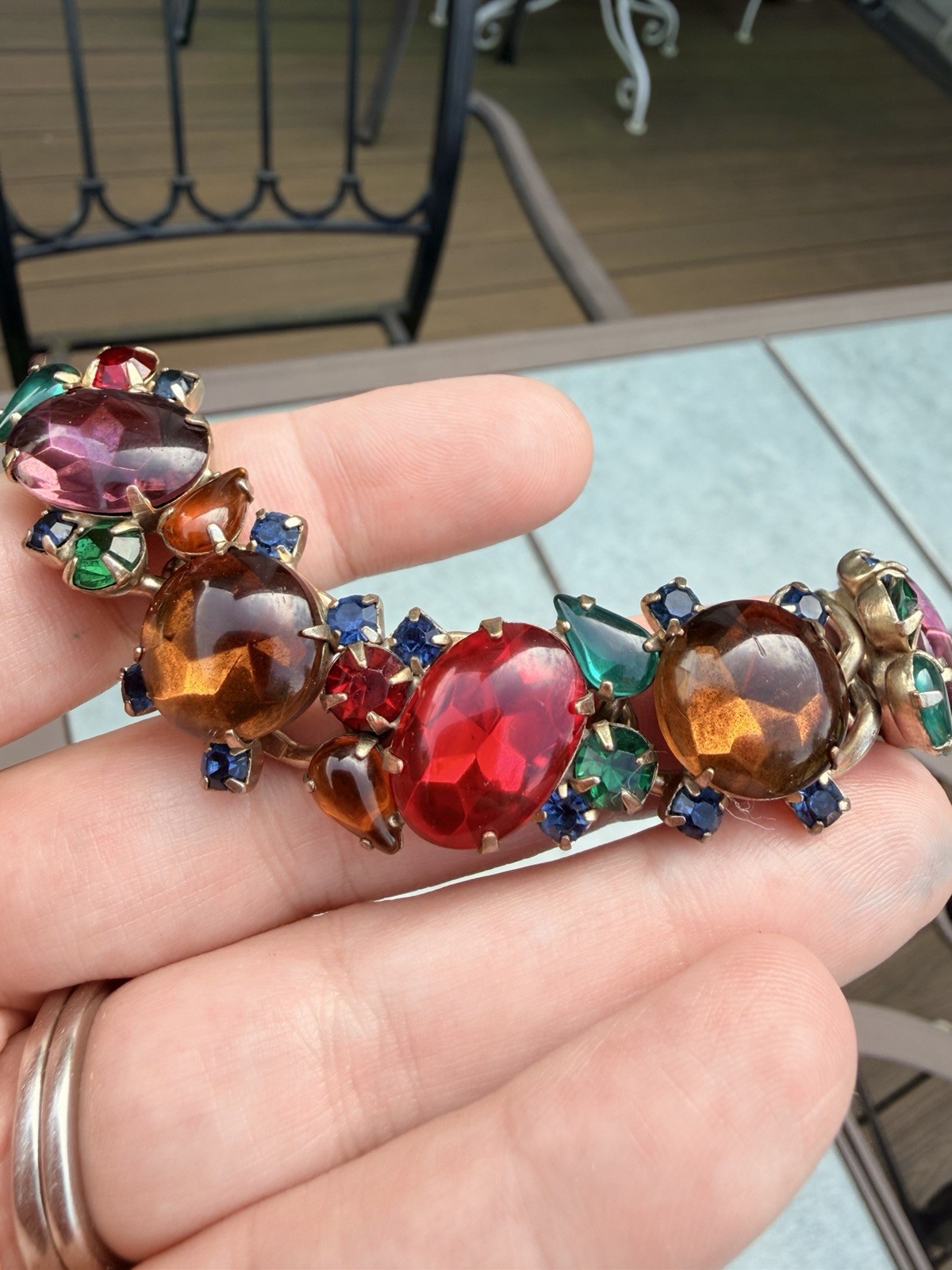 Signed Weiss Tutti Frutti Bracelet Fruit Salad Cabochons 1940s 1950s Stunning