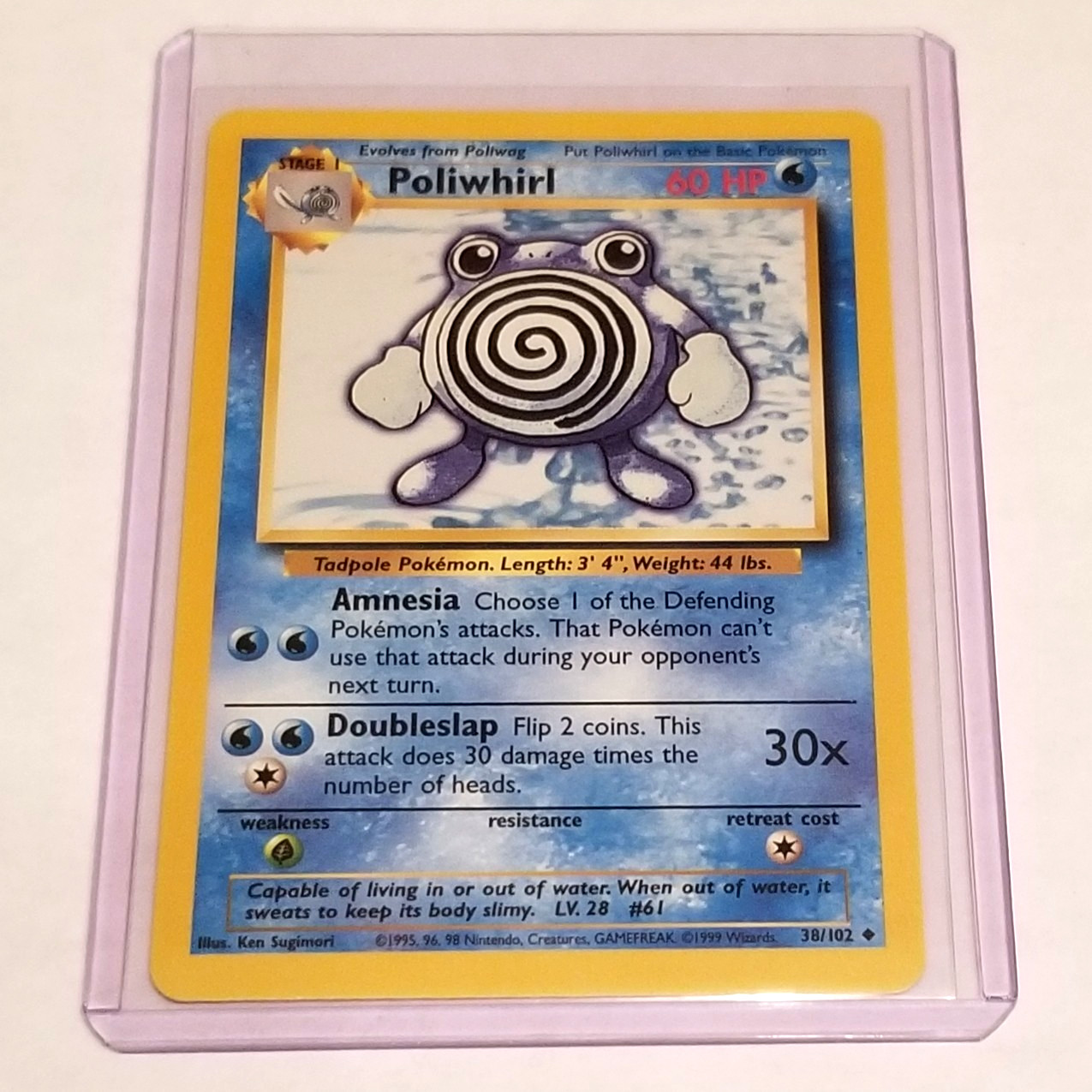 Poliwhirl - 38/102 - Base Set Unlimited - Pokemon Card - Vintage - Near Mint
