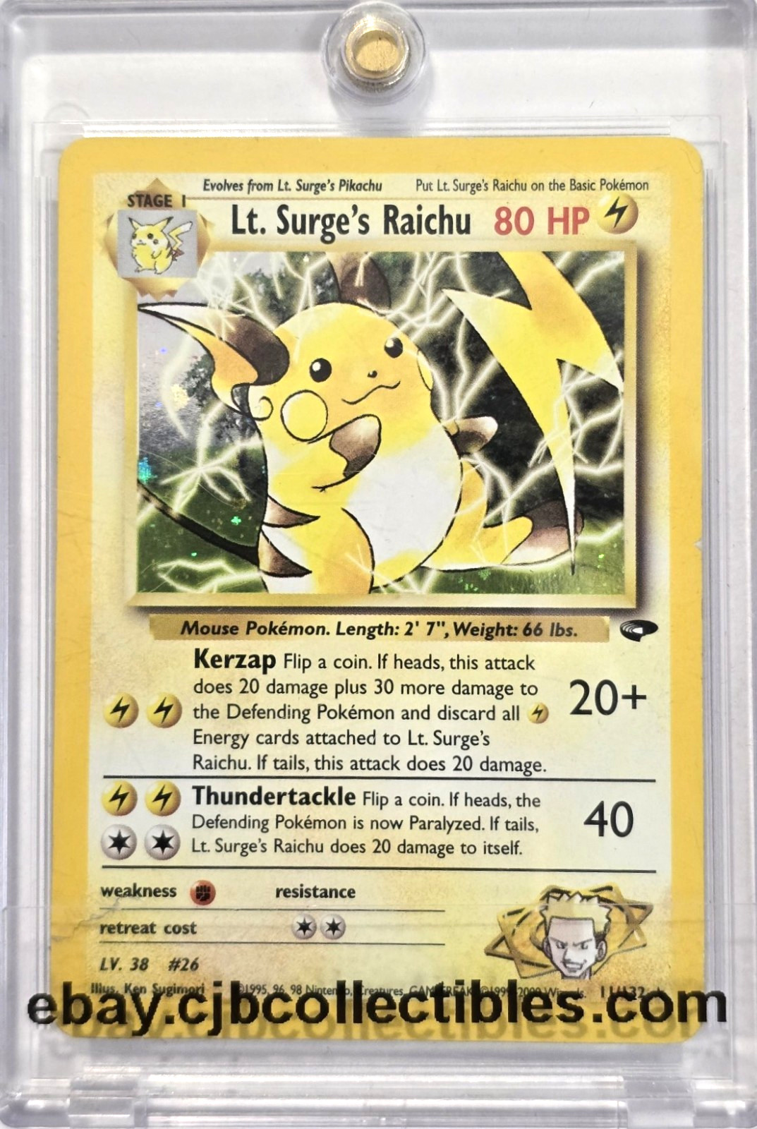Pokémon LT. SURGE\'S RAICHU 11/132 Holo Rare Gym Challenge - Played / DMG 🍒