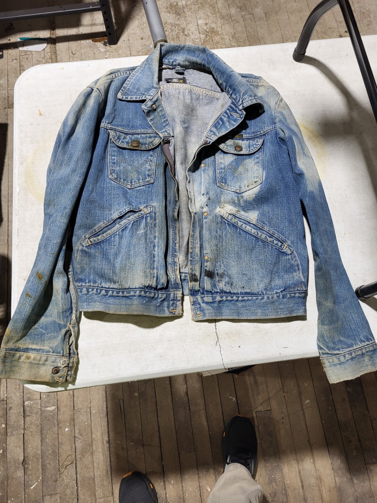 Vintage 60\'s Maverick Blue Bell Denim Jacket Very Distressed Size 44 Volvo 