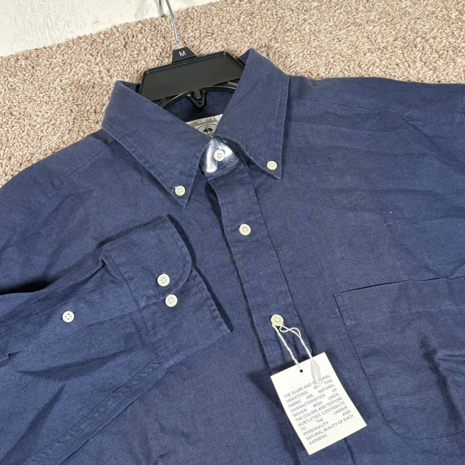 Vintage Brooks Brothers Mens Large 100% Irish Linen Long Sleeve Sport Shirt NWT