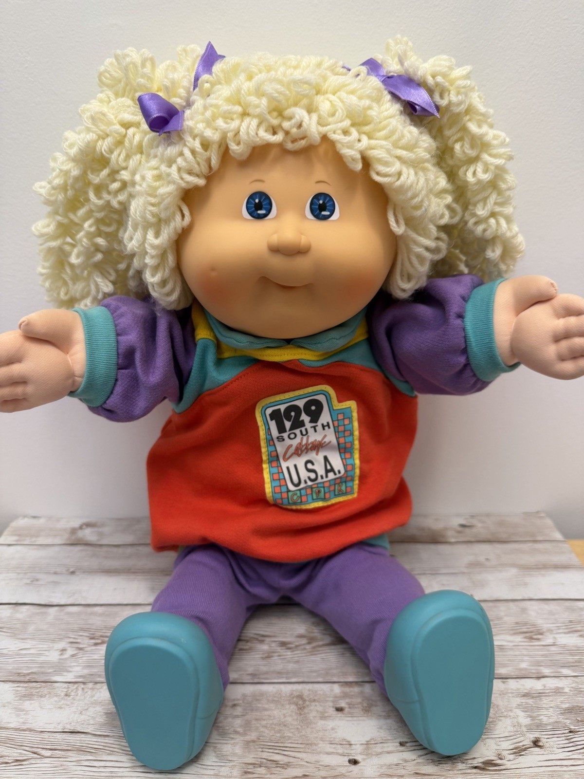 1990 #30 Hasbro CPK Girl Double cream yarn popcorn Cabbage Patch Kids Doll