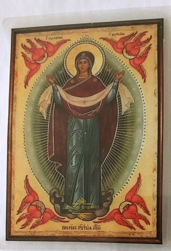 Protection of The Holy Mother of God laminated card 5x3.75 Protection of The Holy Mother of God laminated card 5x3.75