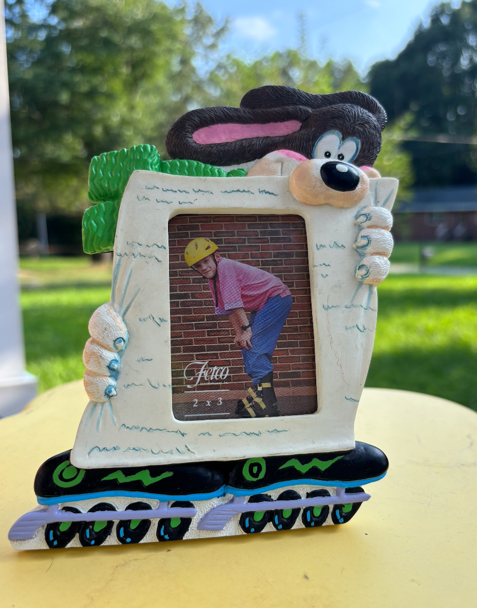 Vintage Fetco Rollerblade Dog Picture Frame 2x3 1990s Novelty Resin Photo Frame