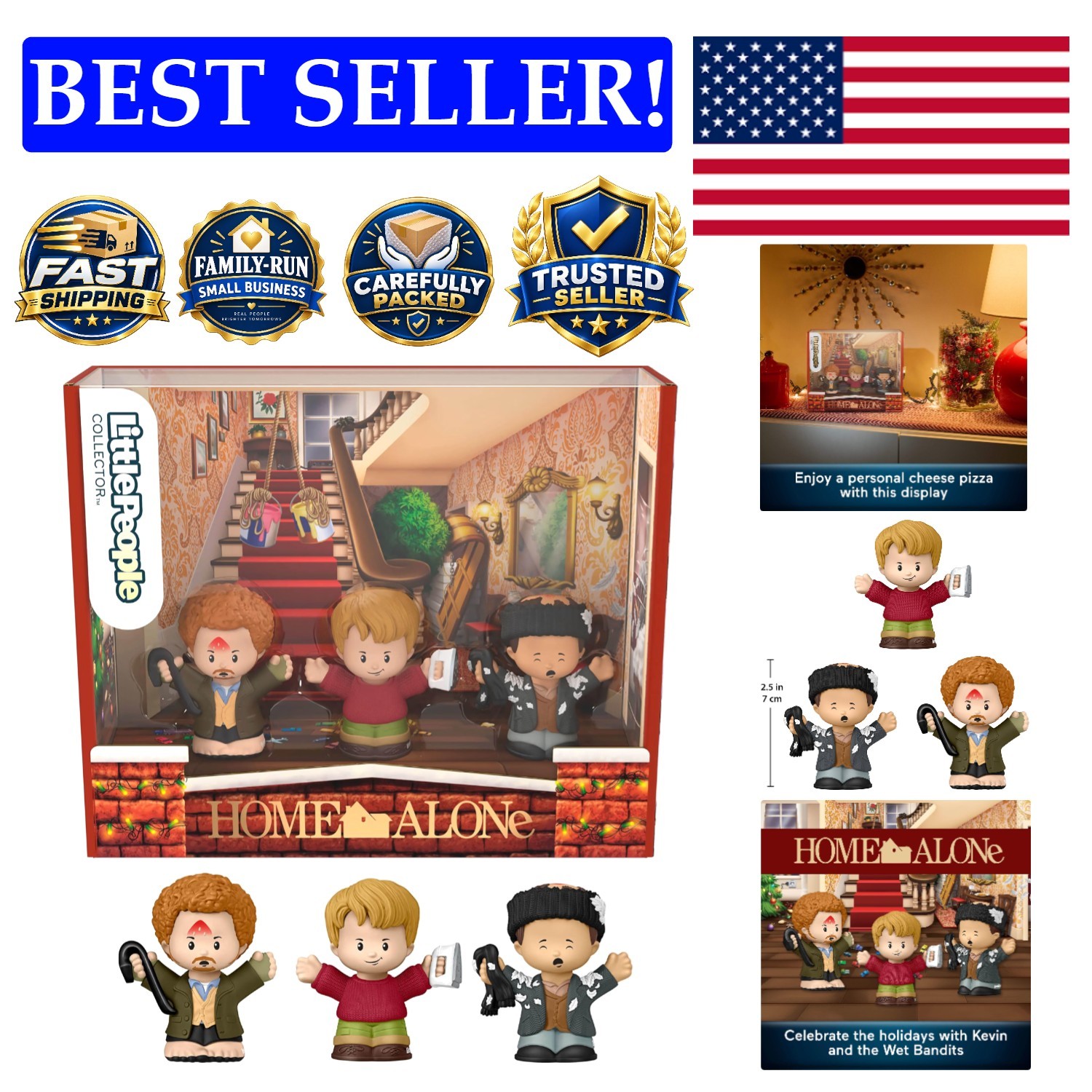 Home Alone Collectible Figure Set: Kevin, Marv & Harry in Special Edition Box