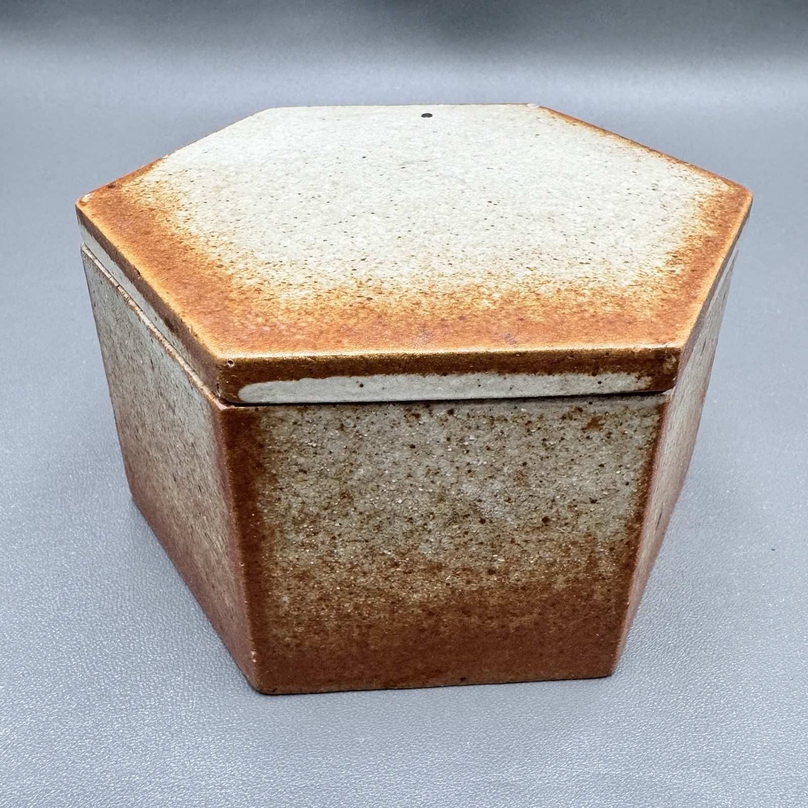 Hexagon Stoneware Trinket Box & Lid Dansk Int\'l Japan MCM Quistgaard Vtg  READ