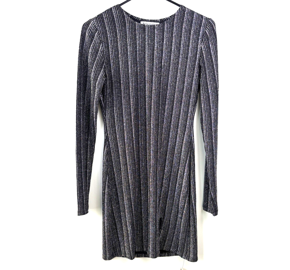 NWT Reformation Size S Women Sheffield Dress Silver Striped Long Sleeve No Flaws