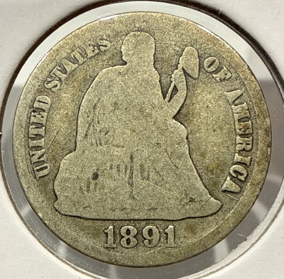 1891-S Seated Liberty Dime 10C Silver U.S. Coin - G (U437)