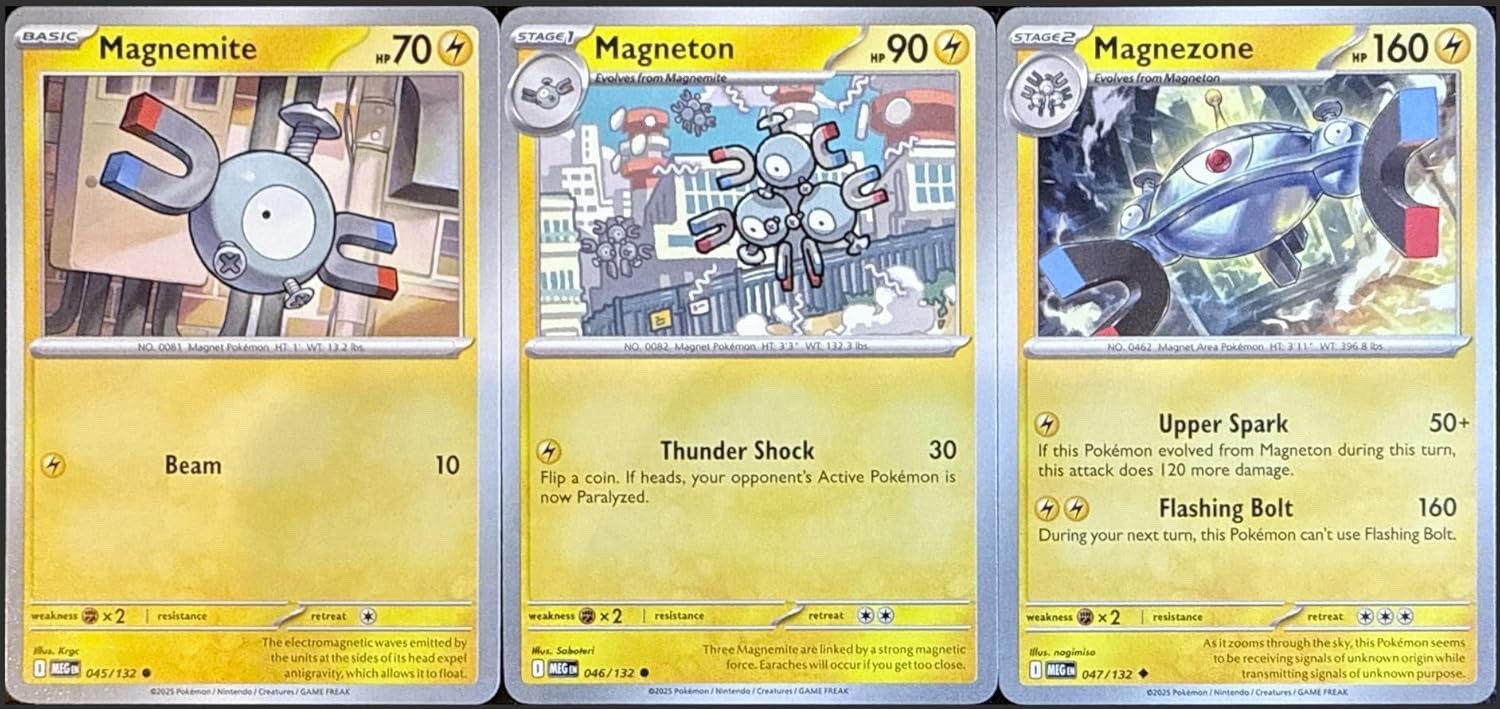 Magnemite - 045/132 = Magneton 046/132 + Magnezone 047 - Evolution Set - NM/M