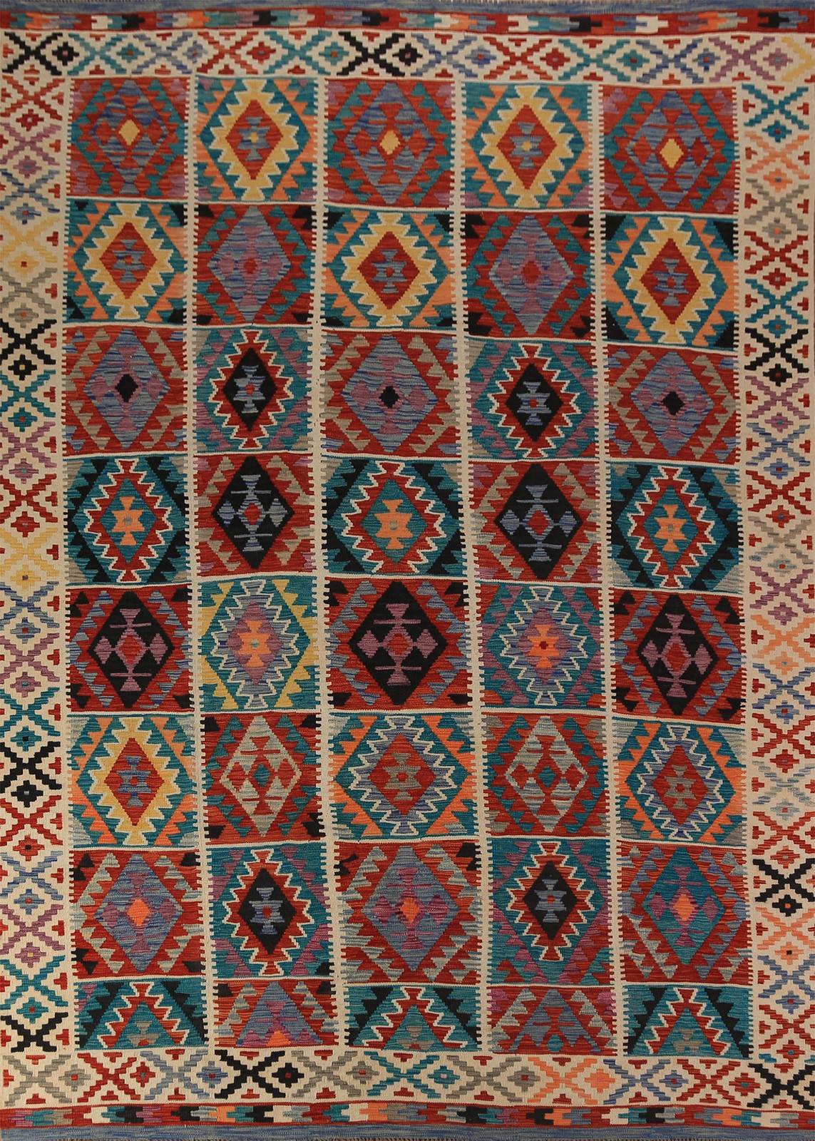 All-Over Kilim Oriental Area Rug Living Room Hand-woven Reversible Carpet 9x11