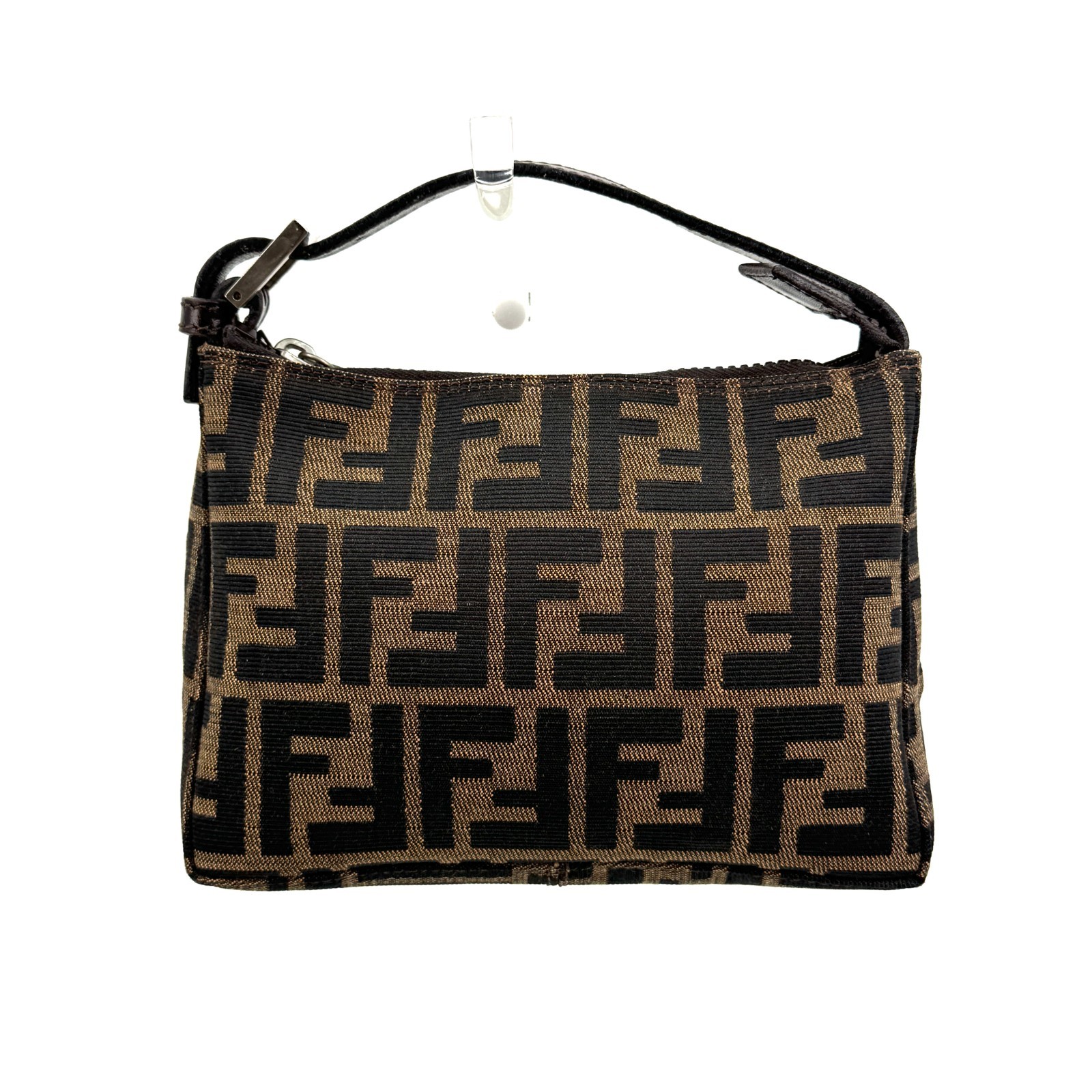 Fendi Pouch  Purse Mini Hand Bag Zucca Canvas  Authentic  430T0498