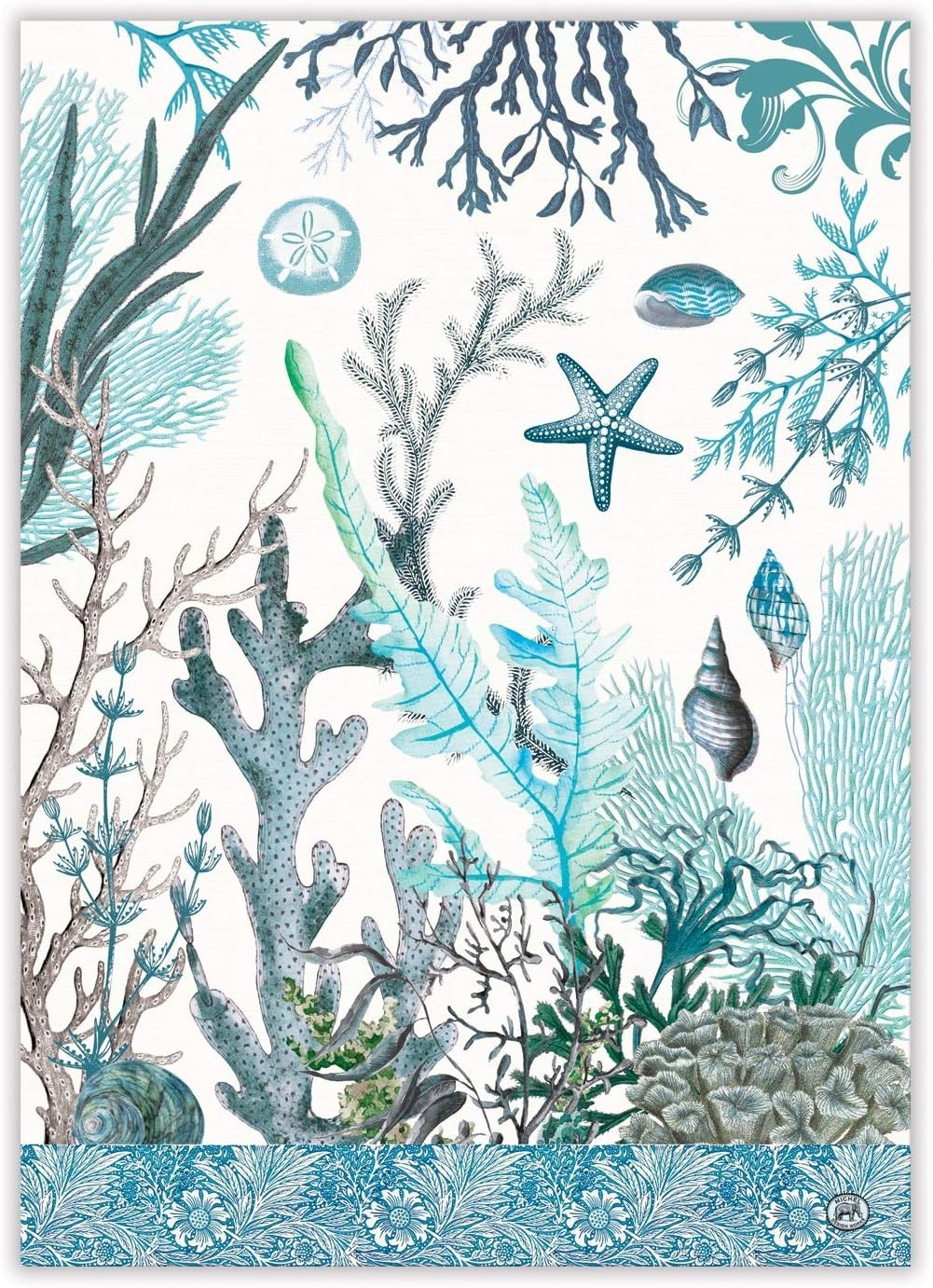 Michel Design Works Cotton Kitchen Towel Ocean Tide Sea Life Blue Aqua Michel Design Works Cotton Kitchen Towel Ocean Tide Sea Life Blue Aqua