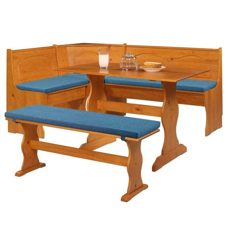 Blue Fabric 4 pc Nook Cushion Set Corner Bench Booth Dining Breakfast Kitchen