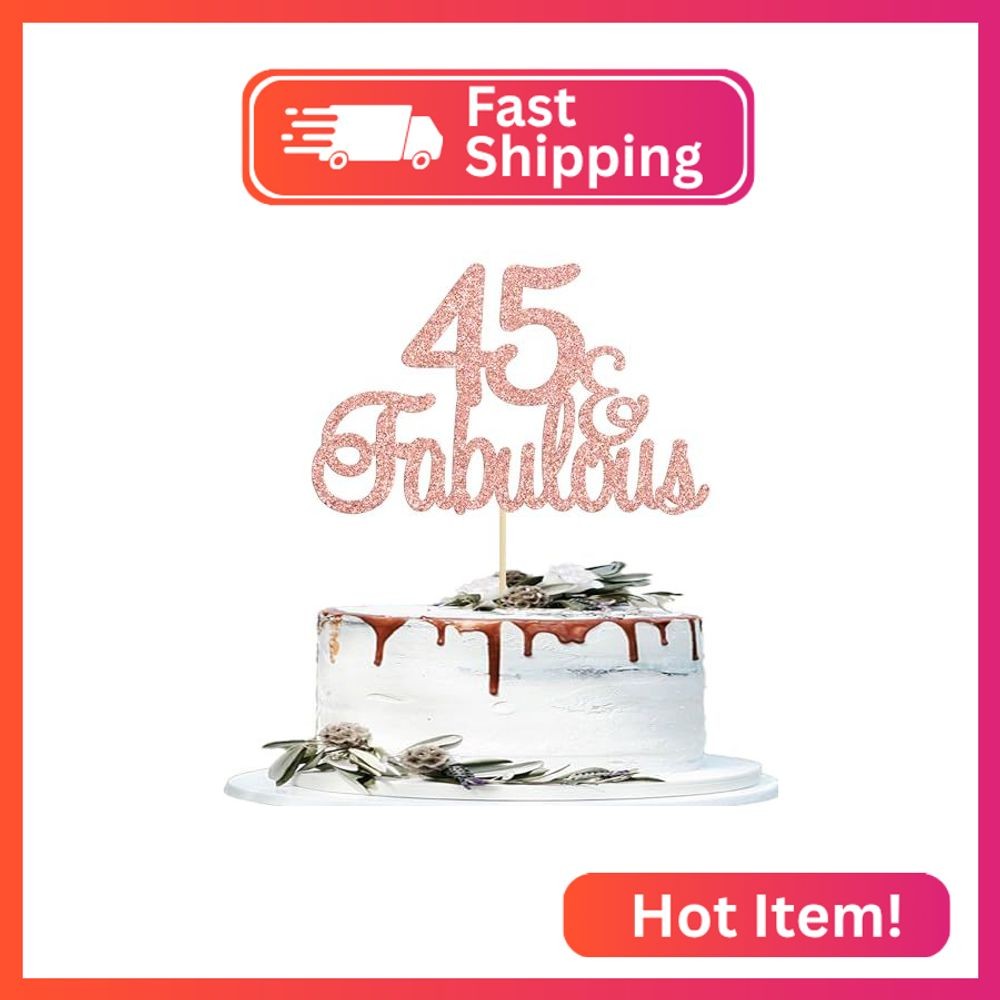 Gyufise 1Pcs 45 & Fabulous Cake Toppers Rose Gold 45 and Fabulous Cake Toppers f
