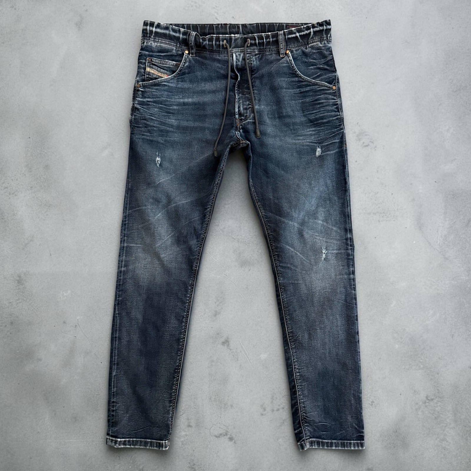 Diesel Krooley-NE JoggJeans Mens 32 Dark Wash Distressed Tapered Hybrid Denim