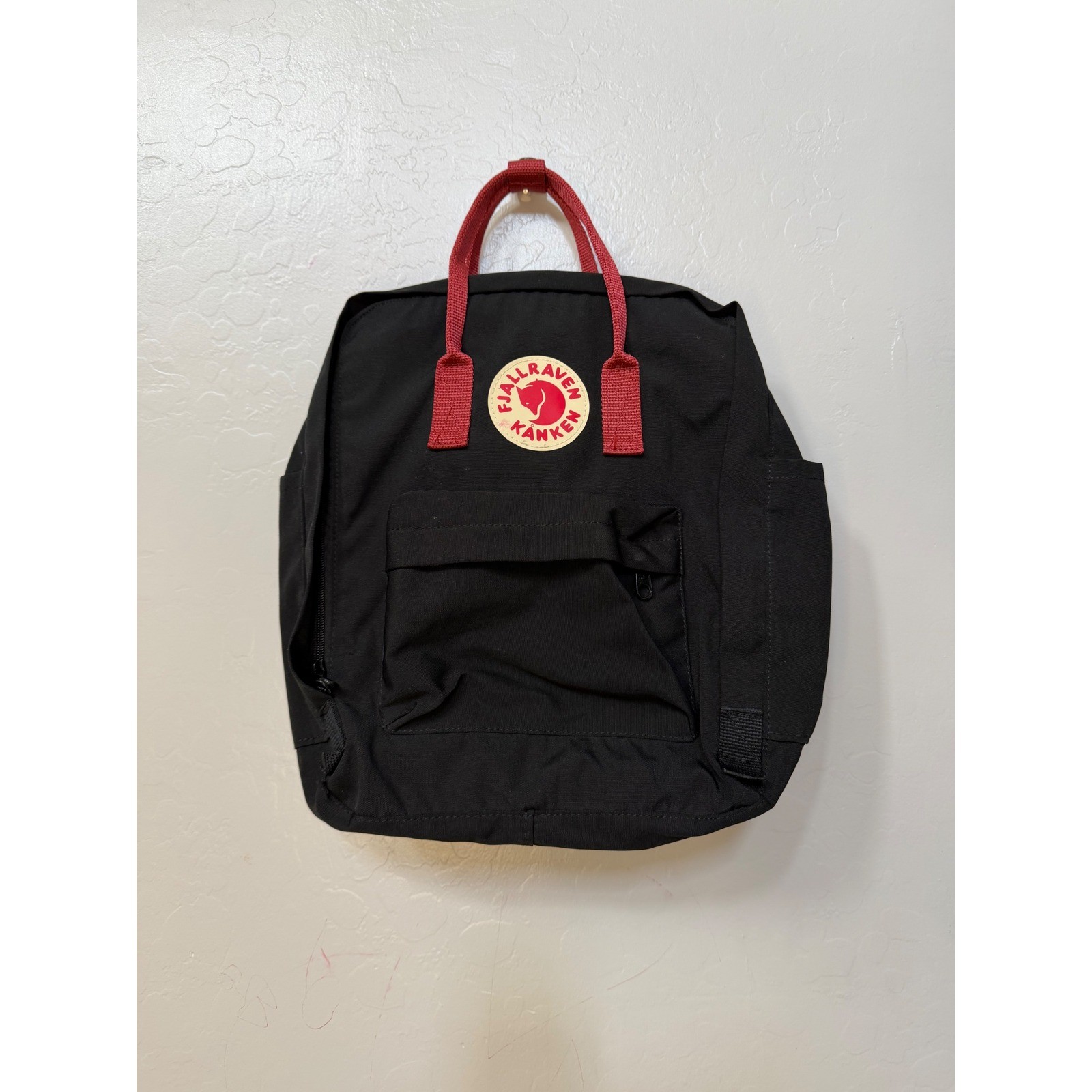 Fjallraven Kanken Backpack Black with Ox Red Straps 23510 Classic Daypack